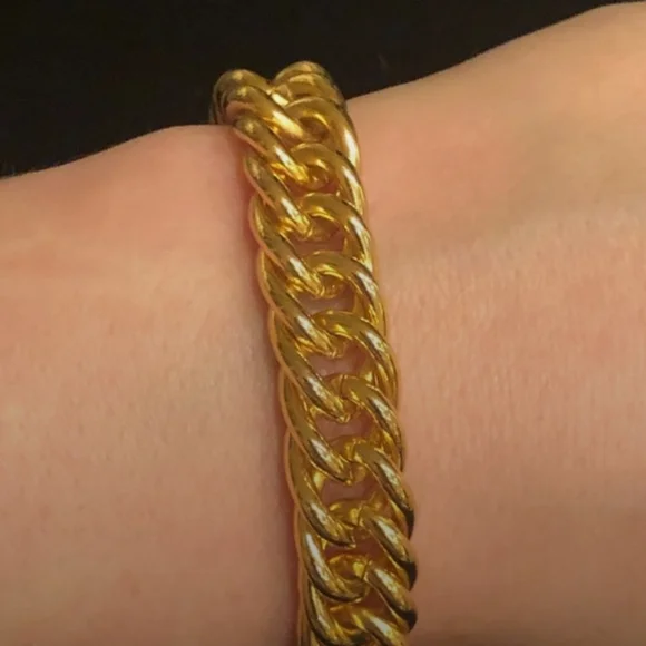 Gold Tone Double Curb Chain Bracelet - Picture 3 of 4